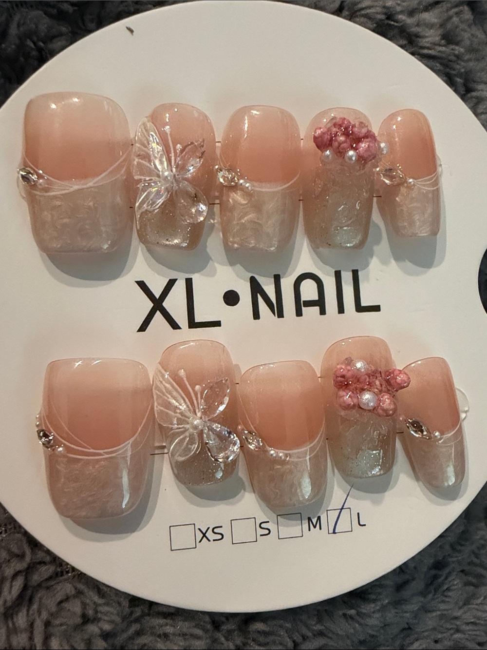 Pink Embellished handmade acrylic Press-On Nail Set
